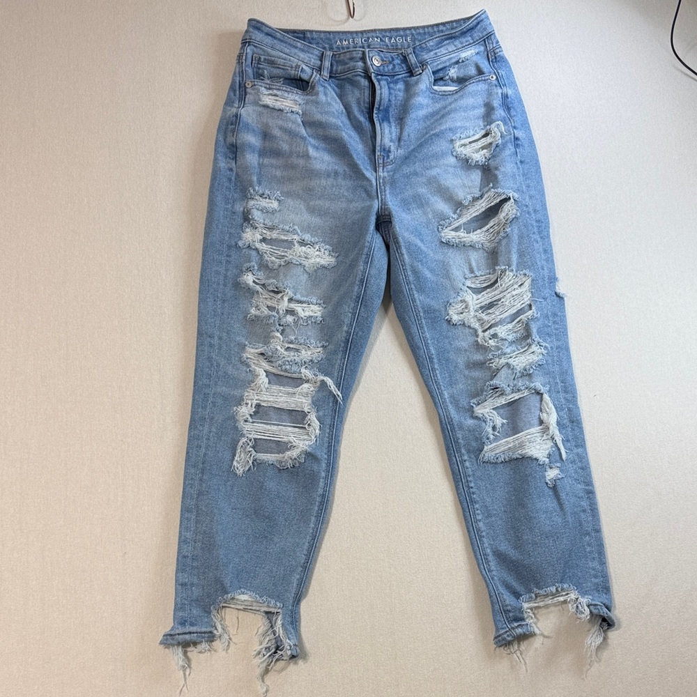 American Eagle Outfitters Distressed Blue Ankle Jeans